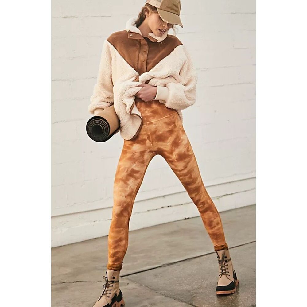 Free People Good Karma Tie-Dye Leggings in Burnt Topaz Medium